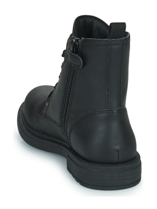 J ECLAIR Leather Kids Boots with Laces Black