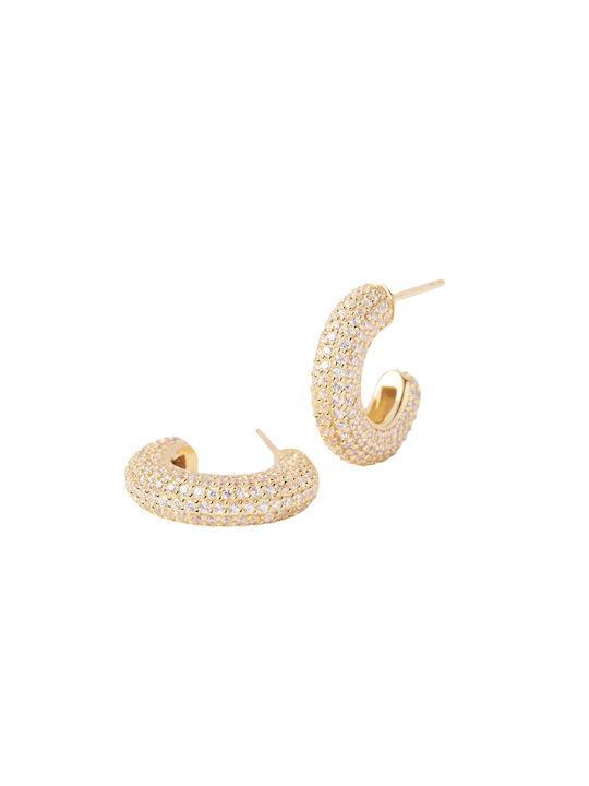 P D Paola Earrings Hoops made of Silver Gold Plated with Stones