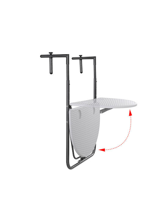 Auxiliary Outdoor Foldable Metal Table White 60x64x83.5cm