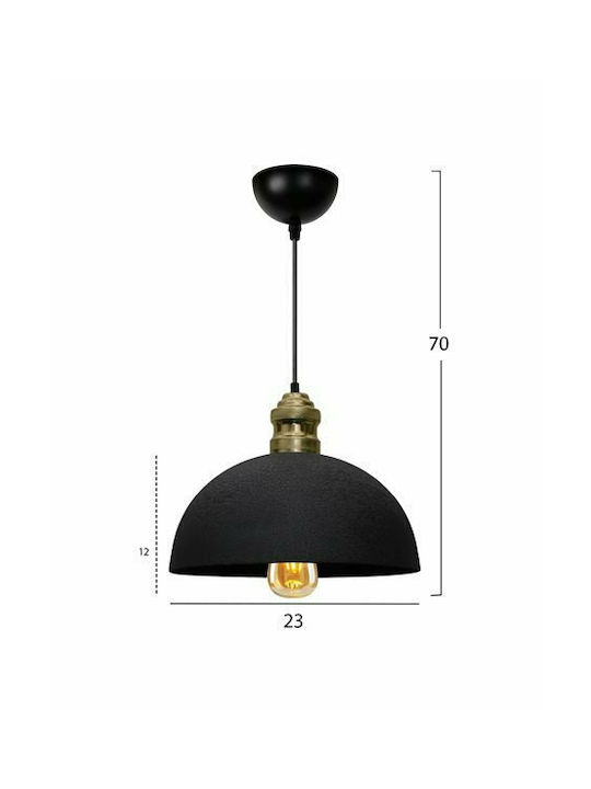 HomeMarkt Adjustable Pendant Light Black Bell with Socket E27 23x12cm