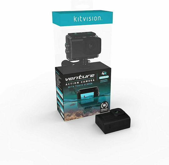KitVision Venture Action Camera 4K Ultra HD Υποβρύχια (με Θήκη) με Οθόνη Αφής 1.8" και Wi-Fi Μαύρη