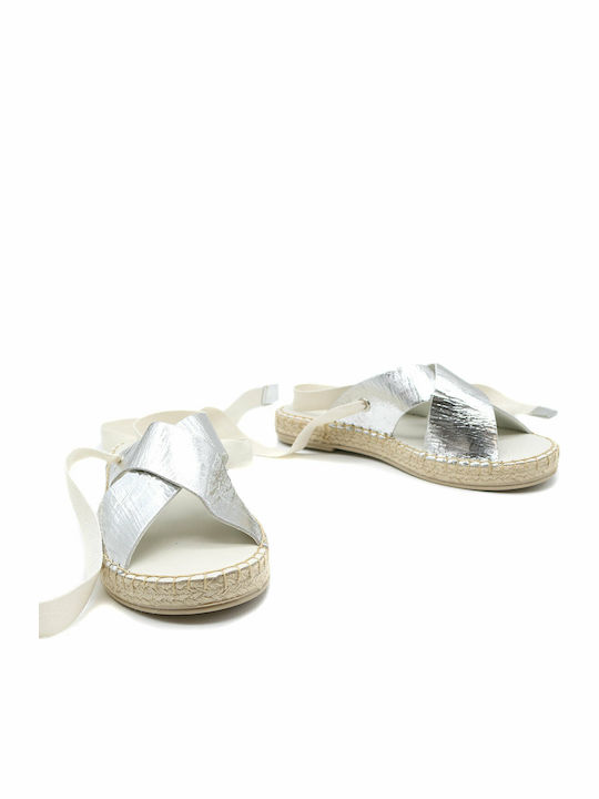 Flache Sandalen für Damen in Silber Farbe