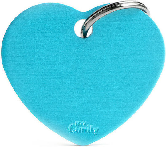 My Family Etichetă Basic Pentru Identificarea Câinilor Inimă Albastră Cu Lumină Metalică Personalizată