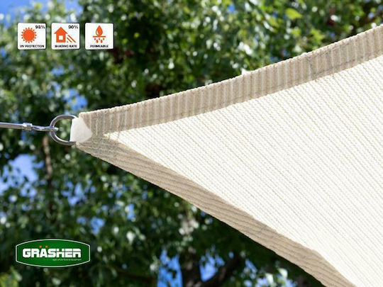 Grasher Ε220 Dreieck Sonnensegel Ecru Mit Hoop 3.6m 180gr/m²