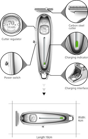 Kemei KM-1949 Professional Rechargeable Hair Clipper Gold KM-1949