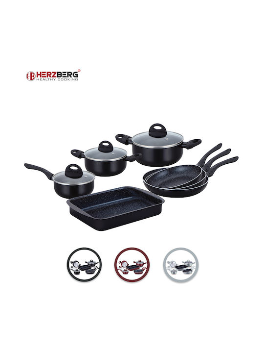 Herzberg Kochgeschirr-Set Black HG-9016BLK 10Stück