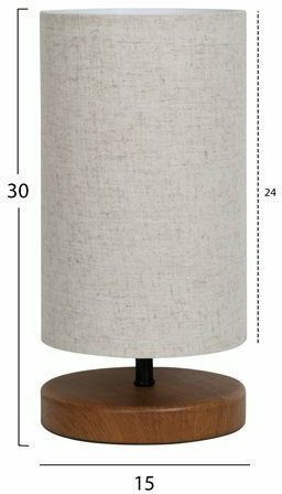 HomeMarkt Holz Tischlampe für E14 LED mit Grau Hut und Braun Basis