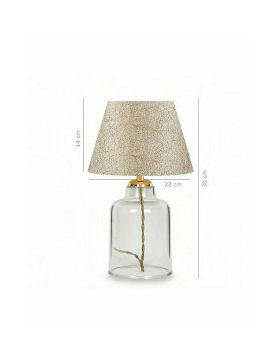 HomeMarkt Glass Table Lamp for Socket E27 with Beige Shade and Transparent Base