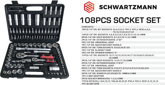 Schwartzmann Ratschen- & Steckschlüssel-Sets 108Stück