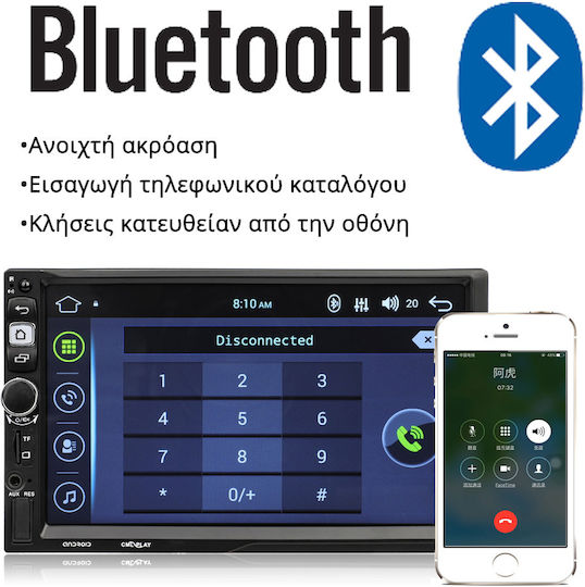 Sistem Audio Auto 2DIN (Bluetooth/USB/AUX/WiFi/GPS/Apple-Carplay/Android-Auto) cu Ecran Tactil 7"