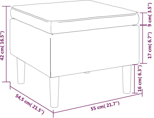 Fabric Burgundy Footstool 55x54.5x42cm
