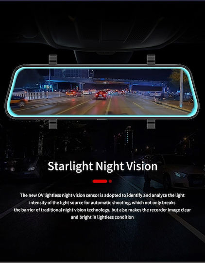 F1062 720P Mirror Car DVR Set with Rear Camera, 10" Display with Clip