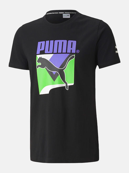 Puma Ανδρικό T-shirt Μαύρο με Λογότυπο