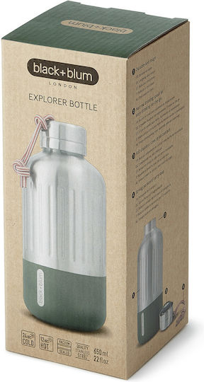 Black+Blum Olive Bam Explorer Μπουκάλι Θερμός Ανοξείδωτο BPA Free 650ml Ασημί με Θηλιά