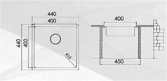 Excel Victoria 720MAS356 Υποκαθήμενος Inox Σατινέ Μ54xΠ44cm Ασημί