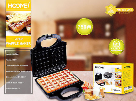 Hoomei Waffeleisen 2 Plätze 750W Schwarz