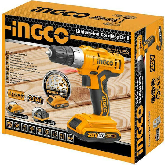 Ingco CDLI20024 Δραπανοκατσάβιδο Μπαταρίας 20V 1x2Ah
