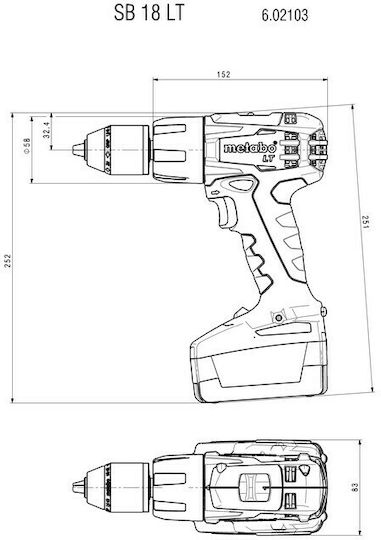 Metabo 685207510 Σετ Γωνιακός Τροχός & Κρουστικό Δραπανοκατσάβιδο 18V με 2 Μπαταρίες 4Ah και Θήκη