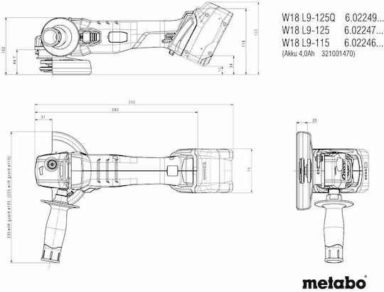Metabo 685207510 Σετ Γωνιακός Τροχός & Κρουστικό Δραπανοκατσάβιδο 18V με 2 Μπαταρίες 4Ah και Θήκη