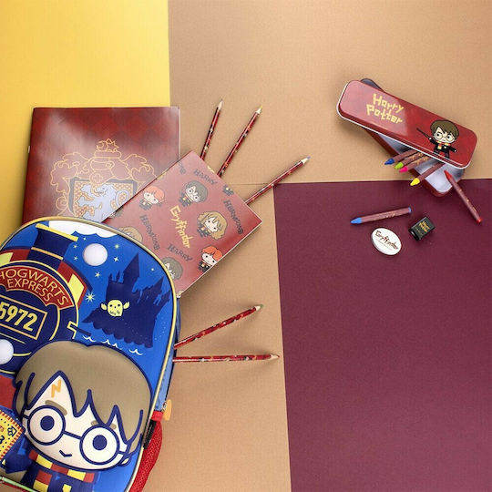 Cerda Harry Potter Kids Stationery Set with Pencil, Sharpener, Eraser, Notebook, Pencil Case, and Colored Pencils 16 Pieces