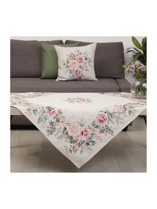 Dimeco Selena Checkered Tablecloth Εκρού 100x100cm