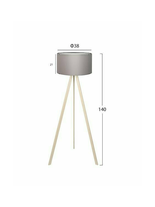 HomeMarkt Floor Lamp H140xW38cm. with Socket for Bulb E27 Silver