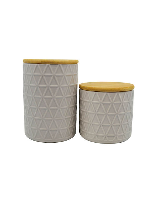 Ankor Vase General Use with Lid Ceramic In Beige Colour 11x11x10.6cm 1pcs