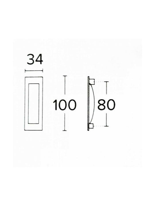 Convex Μαύρη Ματ Recessed Door Flush Handle 1555-PS 100mm (Hole Centers 80mm)