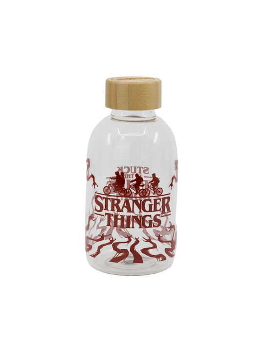 Stor Glass Water Bottle with Screw Cap Stranger Things Transparent 620ml