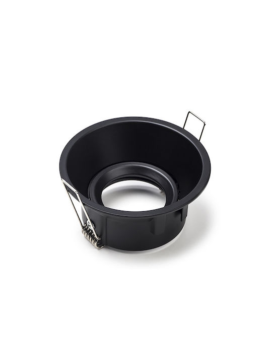 123led Rund Metallisch Rahmen für Spots GU10 Schwarz 9.3x9.3cm. 1Stück