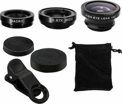 GRAB N GO GNG218 Phone Camera Lens Set Fisheye / Macro / Wide Angle 3pcs