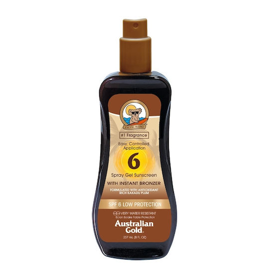 Australian Gold Gel Cu Bronzer Instant Ulei Pentru Corp Waterproof Produs Cu Protecție Solară SPF6 În Spray 237ml