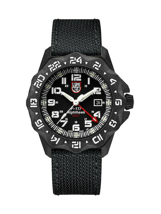 Luminox Nighthawk GMT Watch Battery with Black Rubber Strap