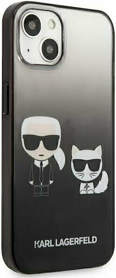 Karl Lagerfeld Ikonik Karl & Choupette Back Cover Πλαστικό Black Gradient (iPhone 13 mini)