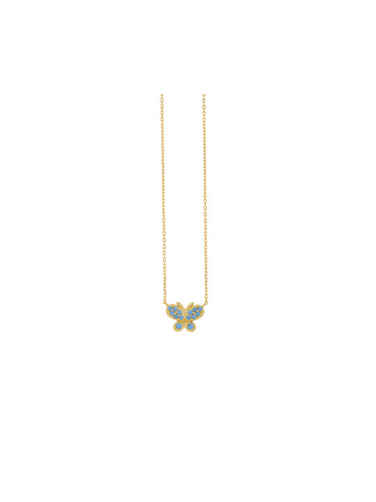 Prince Silvero Necklace with design Butterfly from Gold Plated Silver