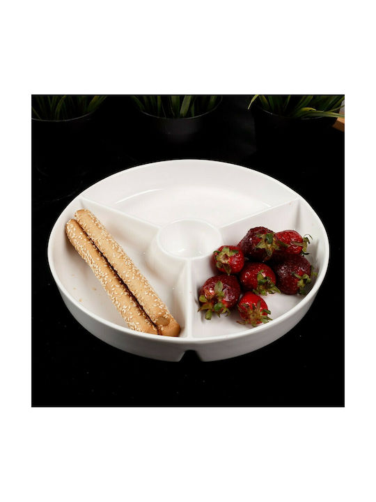 Maxwell & Williams Porcelain Dessert Divided Serving Plate with 3 Slots White Ø25cm