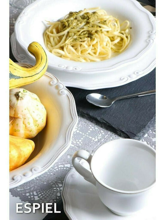 Espiel Tiffany Plate Soup Ceramic White with Diameter 24cm
