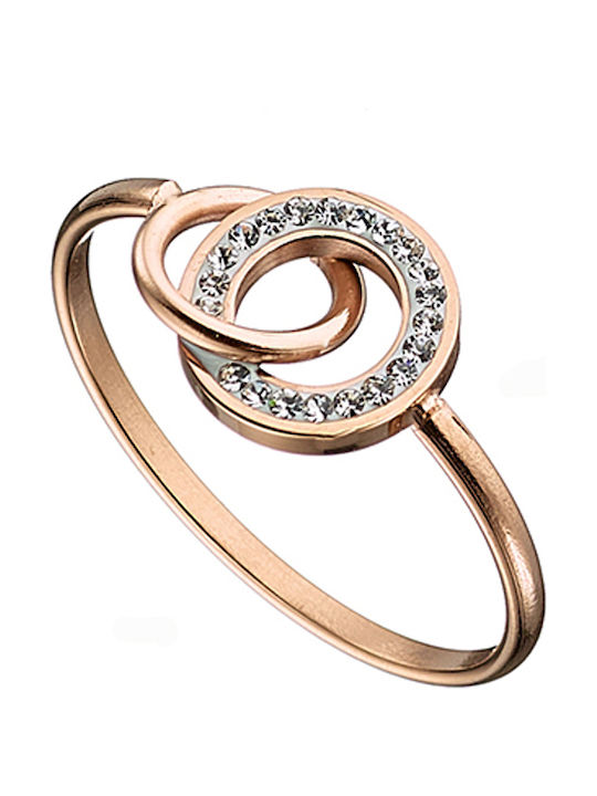 Amor Amor Damen Ring mit Zirkonia aus Stahl Vergoldeter