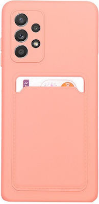 Forcell Card Silicone Back Cover with Credit Card Holder Pink (Galaxy A52 / A52s)