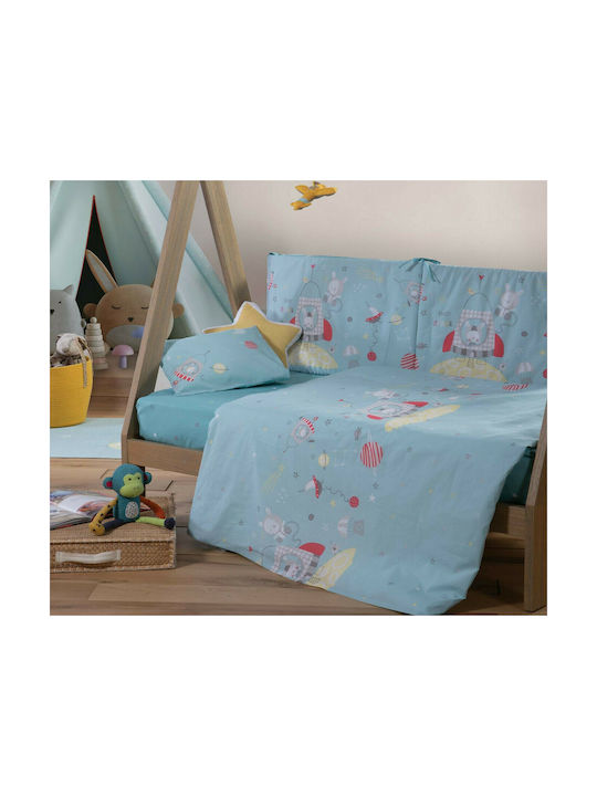 Nef-Nef Homeware Baby Space Kids Rug Cotton Aqua 70x140cm
