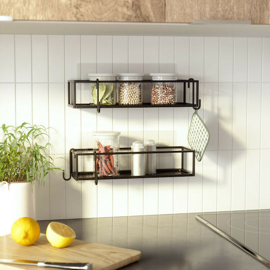 Umbra Cubico Wall Mounted Bathroom Shelf Metallic with 2 Shelves 32x12x10cm Black