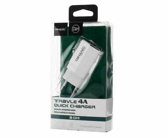 QIHANG Φορτιστής Χωρίς Καλώδιο με 3 Θύρες USB-A Λευκός (QH-C3410)