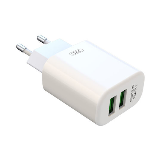 XO Ladegerät mit 2 USB-A Anschlüsse und Kabel Blitzschlag Weißs (L85C)