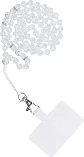 Blue Star Crystal Diamond Λουράκι Λαιμού για Κινητά Λευκό