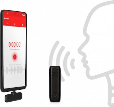 Ksix Wireless Microphone For Smartphones Type C Μικρόφωνο Κινητού σε Μαύρο χρώμα