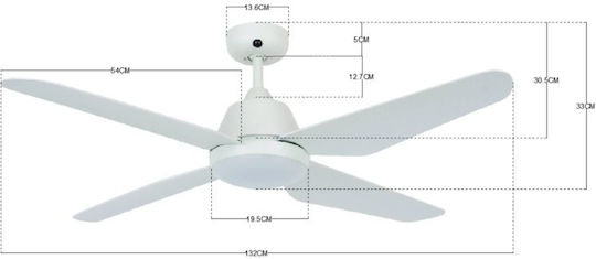 Lucci Air Aria Deckenventilator 122cm mit Leuchte Weiß
