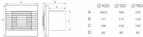 AirRoxy Prestige 150 Wall-mounted Ventilator 150mm White