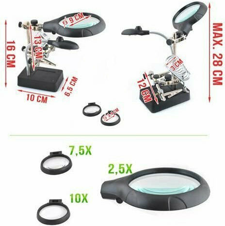 Bigstren Third Hand Tabletop Magnifying Lense with Light 1pcs