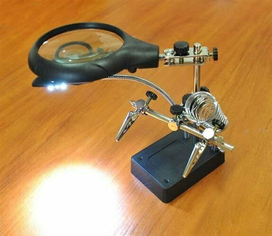 Bigstren Third Hand Tabletop Magnifying Lense with Light 1pcs