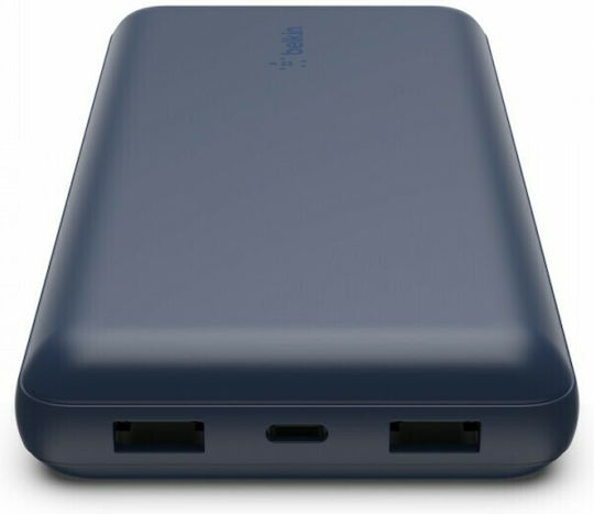 Belkin BPB012BTBL Power Bank 20000mAh 15W with 2 USB-A Ports and USB-C Port Blue